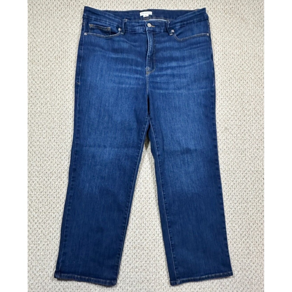Good American Jeans Womens 18 Blue Good Legs Straight Leg High Rise Whiskered